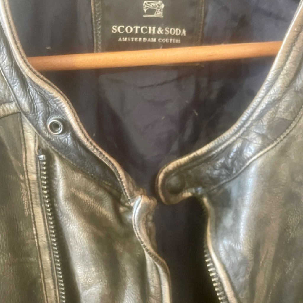 Scotch & Soda Men's Black Leather Bomber Jacket